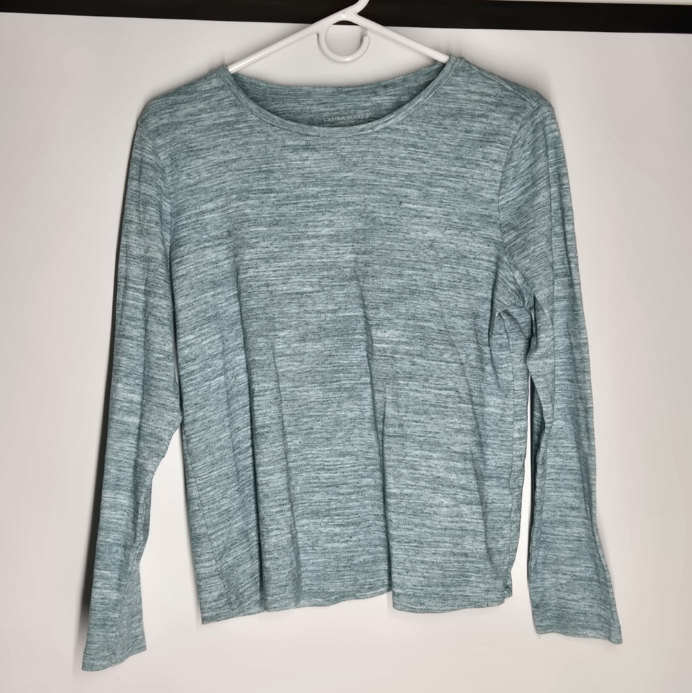 Laura Scott Aqua Green Heather Long Sleeve Tee